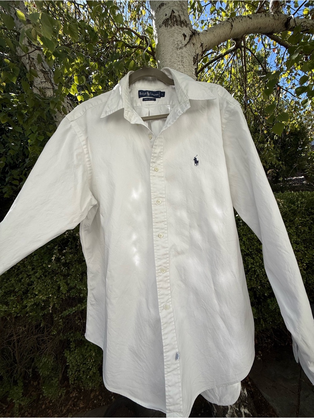 Ralph Lauren Men’s Large White Cotton Button Down Shirt Pony Logo